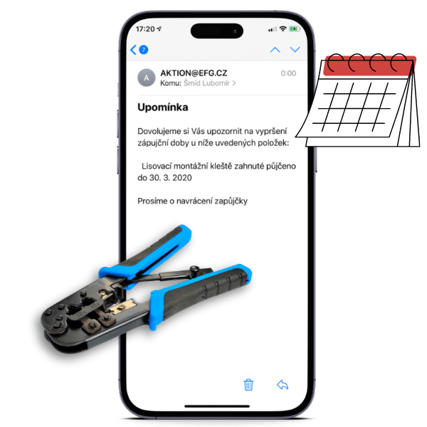 Evidence zápůjček 3 Aktion pohlídá termíny zápůjček a automaticky odešle e-mail před koncem zápůjčky