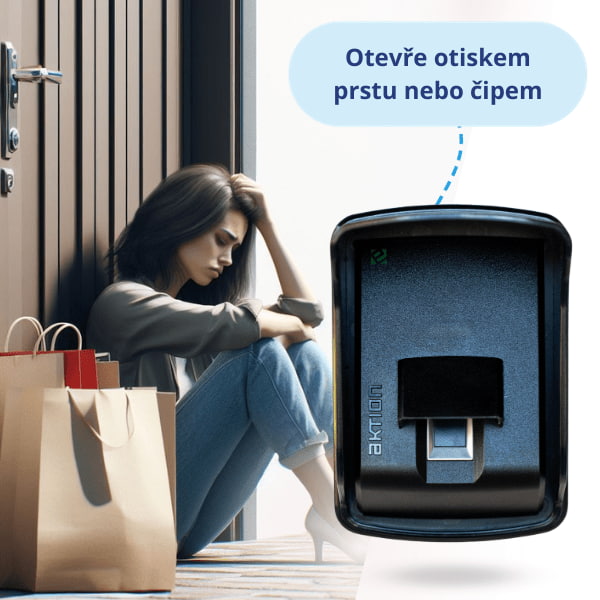 Zabouchnuté klíče nejsou problém díky Aktion home. Chytrý zámek otevřete otiskem prstu na biometrickém snímači