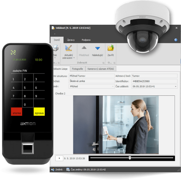 Přístupový systém 3 Přístupový systém Aktion umí pohlídat zóny a vyhlásit alarm v případě zaznamenání nadefinované události