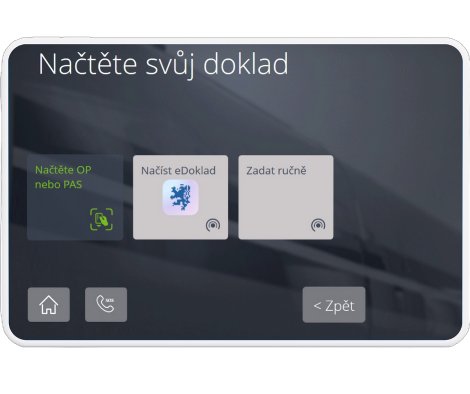 Načtení dokladu na kiosku