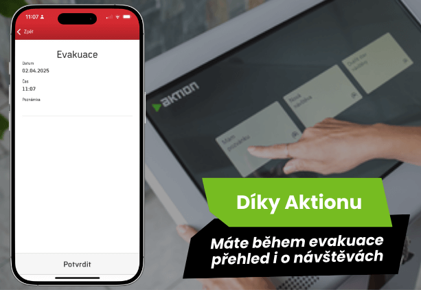 Během evakuace máte okamžitý přehled také o všech návštěvách v budově - Aktion
