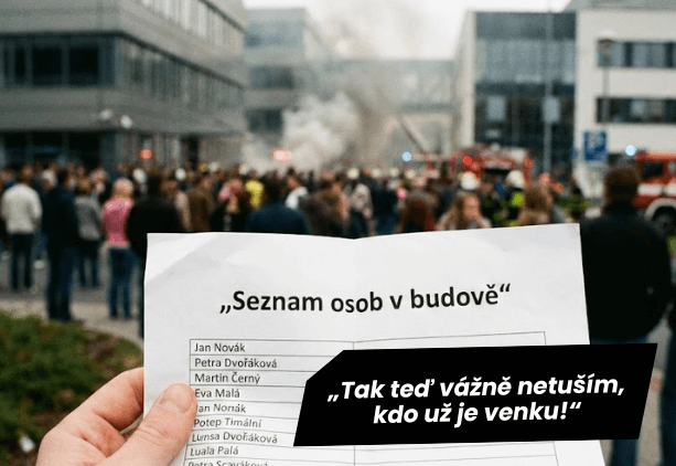 Při evakuaci osob z firmy je vhodné mít spolehlivou evidenci - Aktion