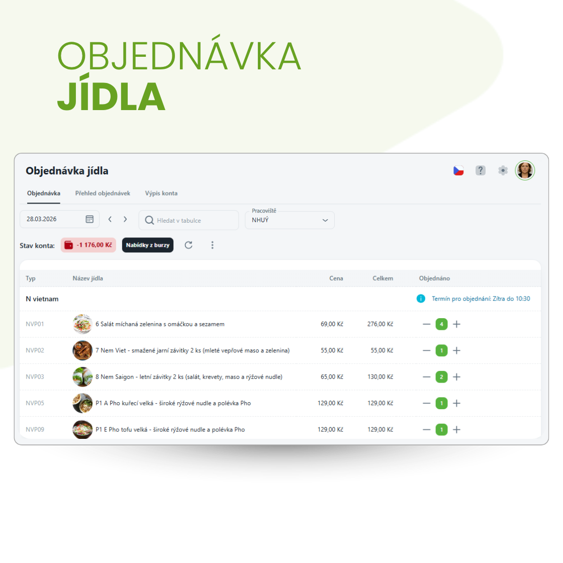 Objednaná jídla Aktion denně pošle dodavateli jídel